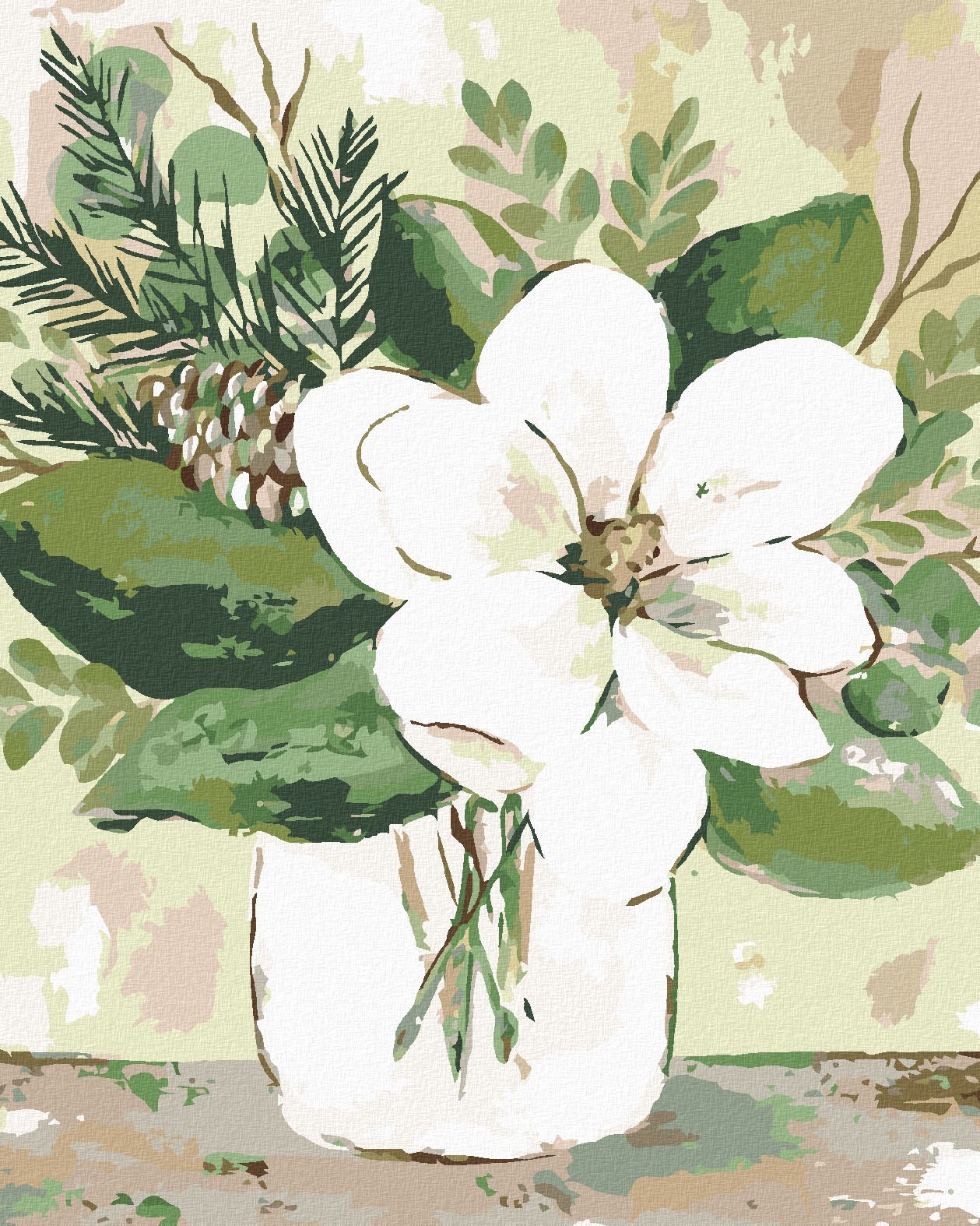 zuty Malování podle čísel - ZIMNÍ MAGNÓLIE VE SKLENICI 2 (HALEY BUSH) - Rozměr: 40x50 cm, Rámování: Varianta: vypnuté plátno na rám - obrázek 1