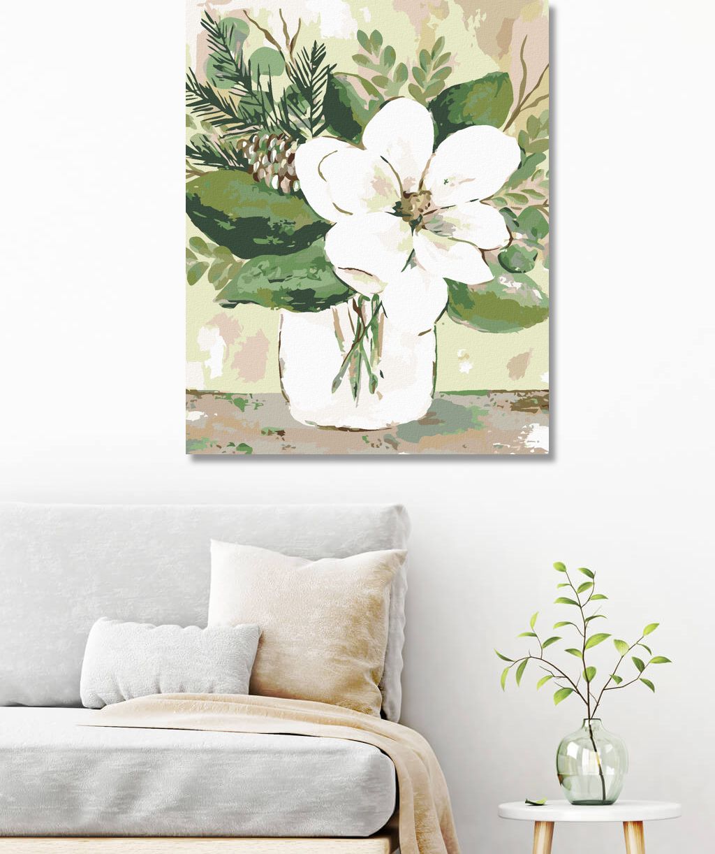 zuty Malování podle čísel - ZIMNÍ MAGNÓLIE VE SKLENICI 2 (HALEY BUSH) - Rozměr: 40x50 cm, Rámování: Varianta: vypnuté plátno na rám - obrázek 4