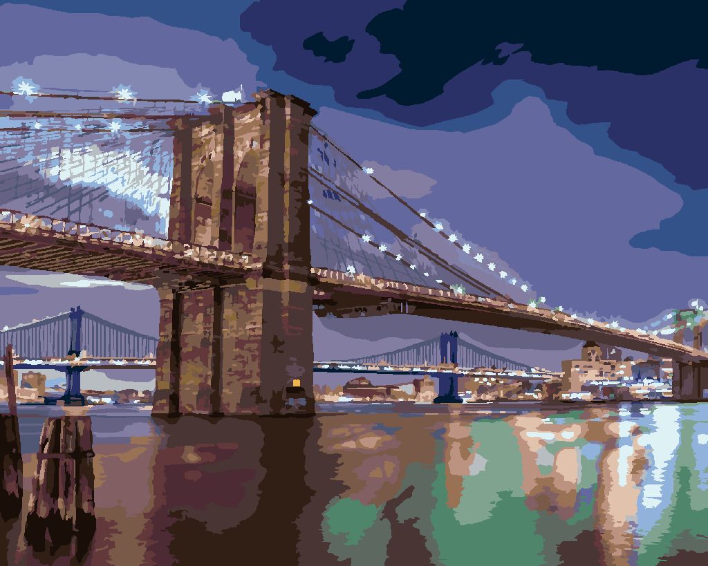 zuty Malování podle čísel - BROOKLYNSKÝ MOST, USA (TED DAVIS) - Rozměr: 40x50 cm, Rámování: Varianta: bez rámu a bez vypnutí plátna - obrázek 3