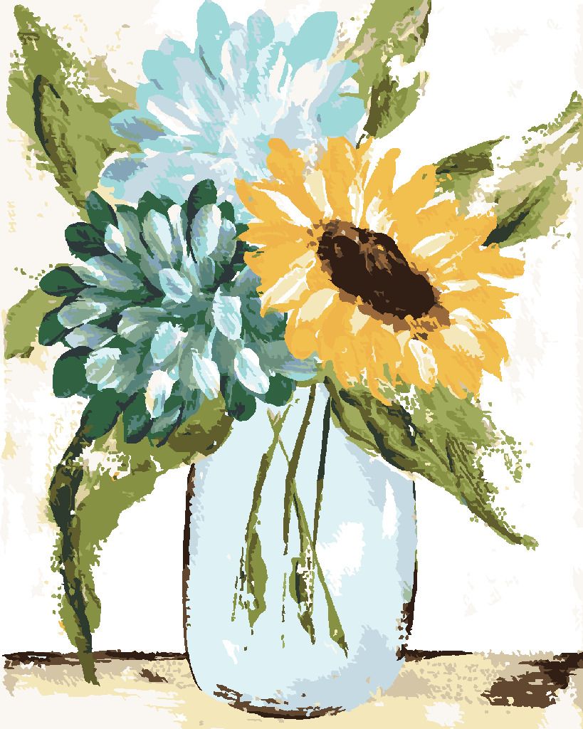 zuty Malování podle čísel - HORTENZIE A SLUNEČNICE VE VÁZE 2 (HALEY BUSH) - Rozměr: 40x50 cm, Rámování: Varianta: vypnuté plátno na rám - obrázek 6