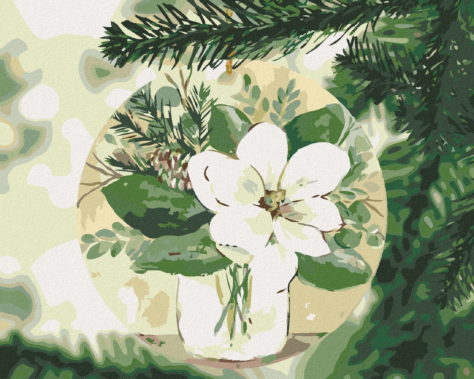 zuty Malování podle čísel - ZIMNÍ MAGNÓLIE NA STROMEČKU (HALEY BUSH) - Rozměr: 40x50 cm, Rámování: Varianta: vypnuté plátno na rám - obrázek 1