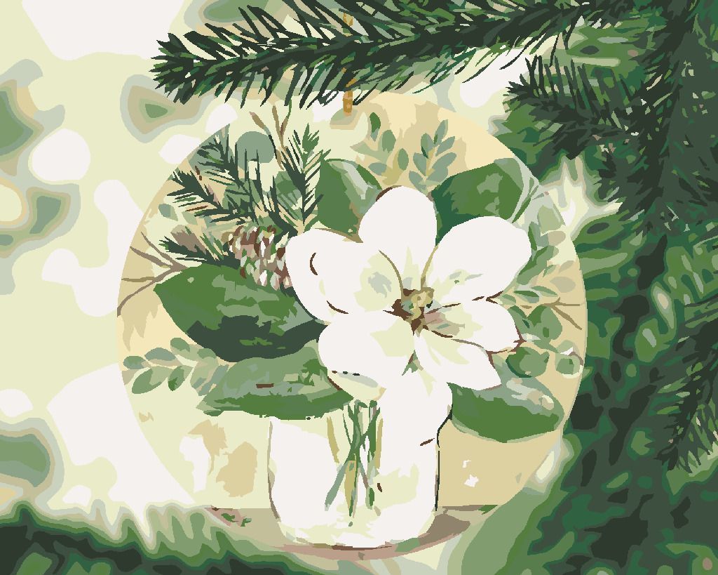 zuty Malování podle čísel - ZIMNÍ MAGNÓLIE NA STROMEČKU (HALEY BUSH) - Rozměr: 40x50 cm, Rámování: Varianta: vypnuté plátno na rám - obrázek 2
