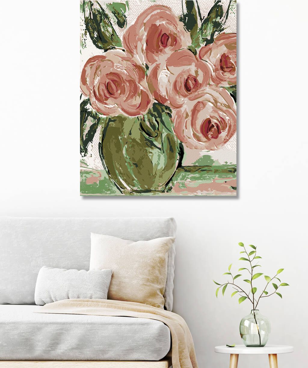 zuty Malování podle čísel - RŮŽOVÉ RŮŽE VE VÁZE (HALEY BUSH) - Rozměr: 40x50 cm, Rámování: Varianta: bez rámu a bez vypnutí plátna - obrázek 3