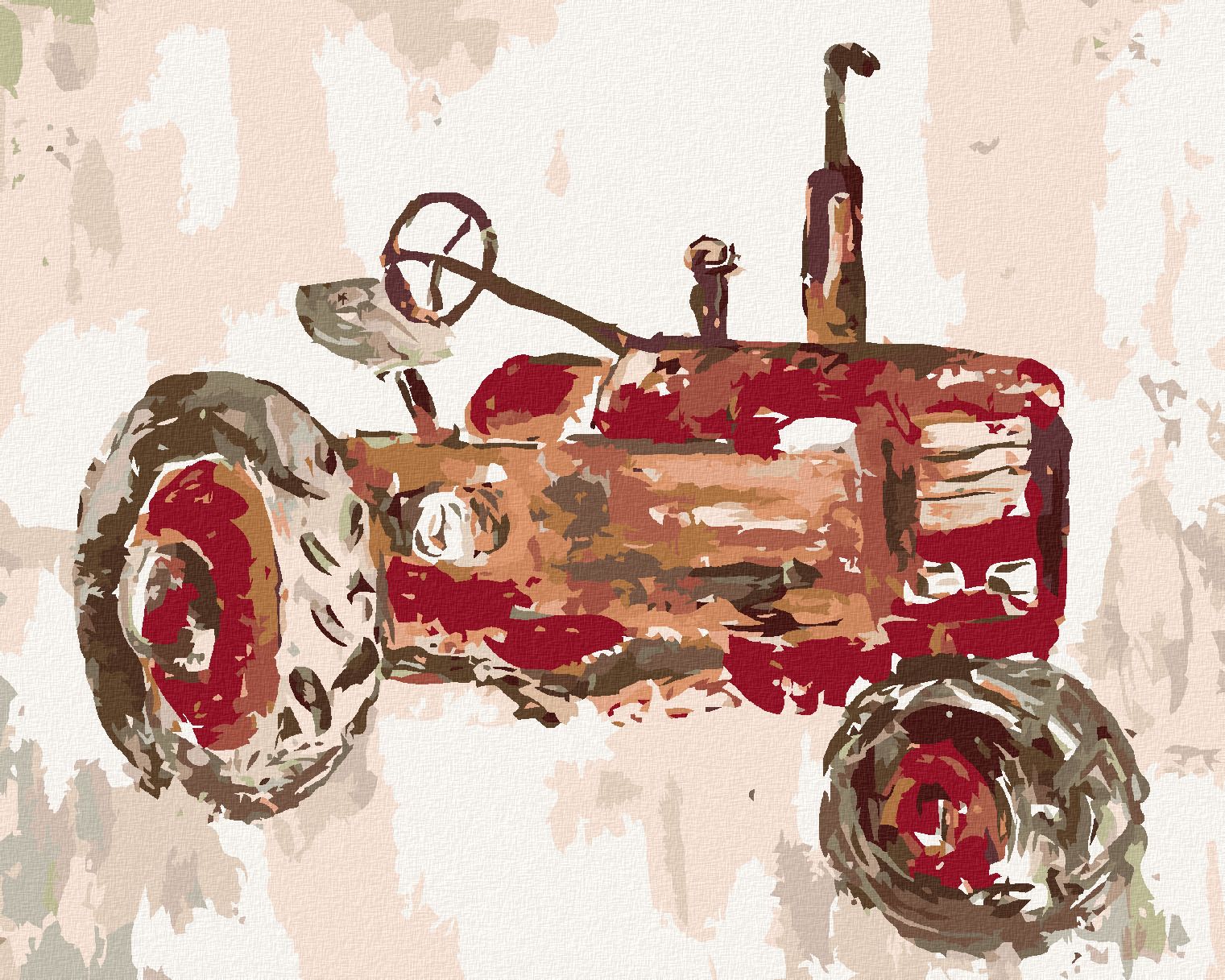 zuty Malování podle čísel - ČERVENÝ TRAKTOR (HALEY BUSH) - Rozměr: 40x50 cm, Rámování: Varianta: bez rámu a bez vypnutí plátna - obrázek 1