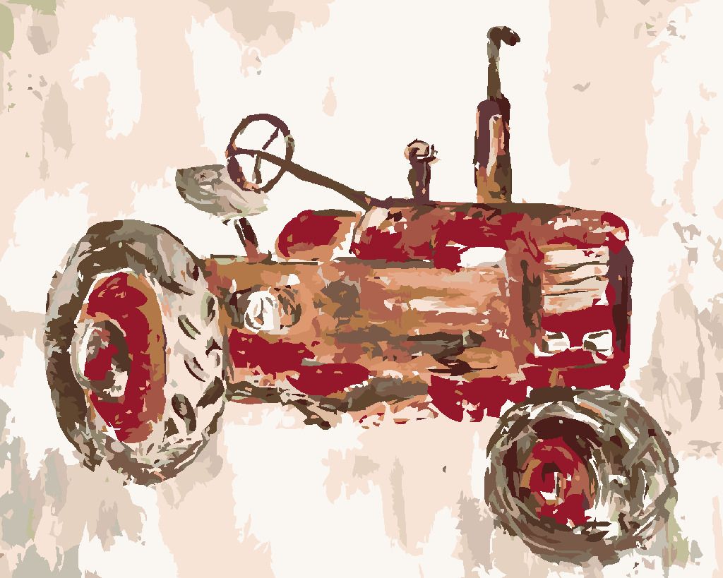 zuty Malování podle čísel - ČERVENÝ TRAKTOR (HALEY BUSH) - Rozměr: 40x50 cm, Rámování: Varianta: vypnuté plátno na rám - obrázek 2