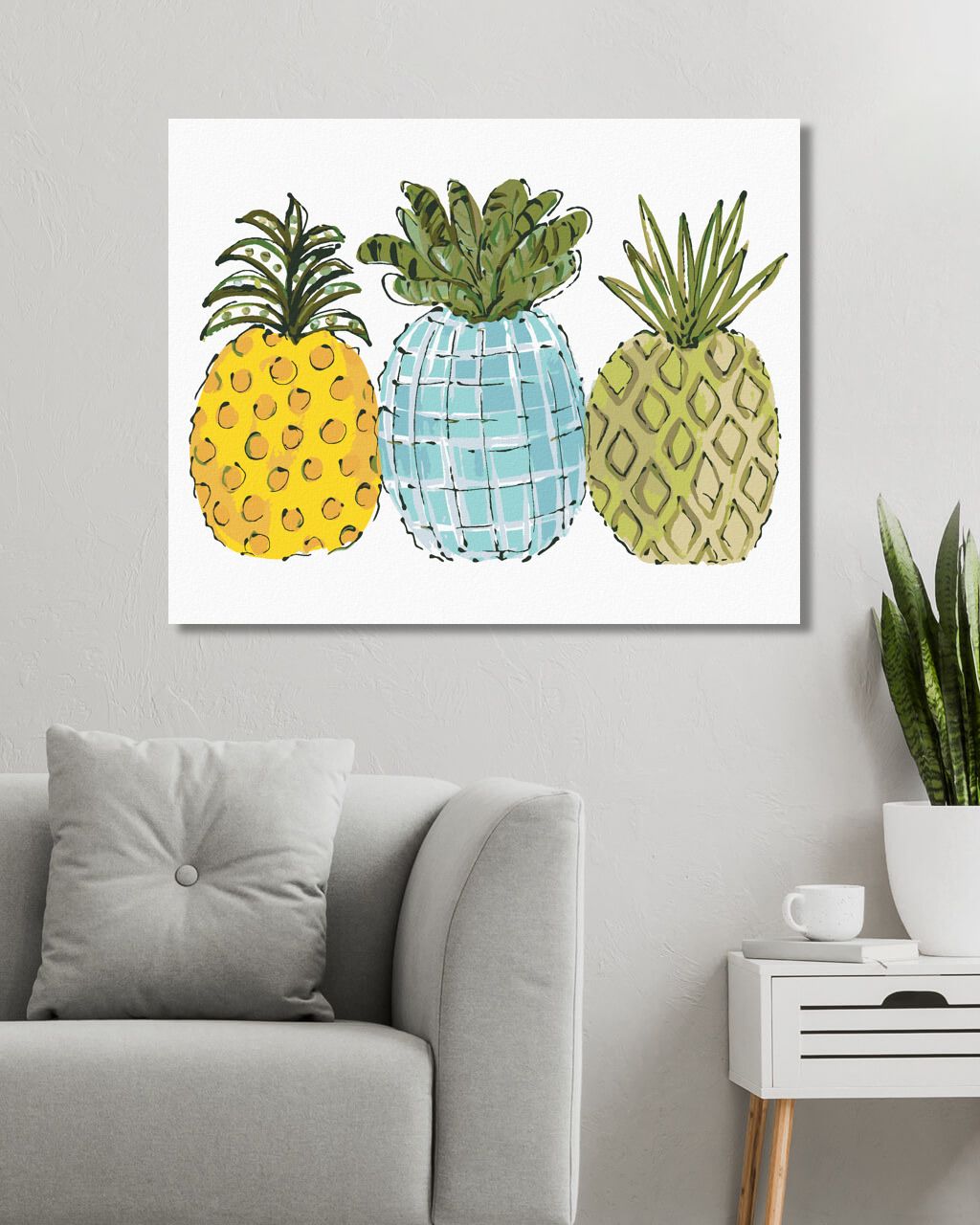 zuty Malování podle čísel - BAREVNÉ ANANASY (HALEY BUSH) - Rozměr: 40x50 cm, Rámování: Varianta: vypnuté plátno na rám - obrázek 3