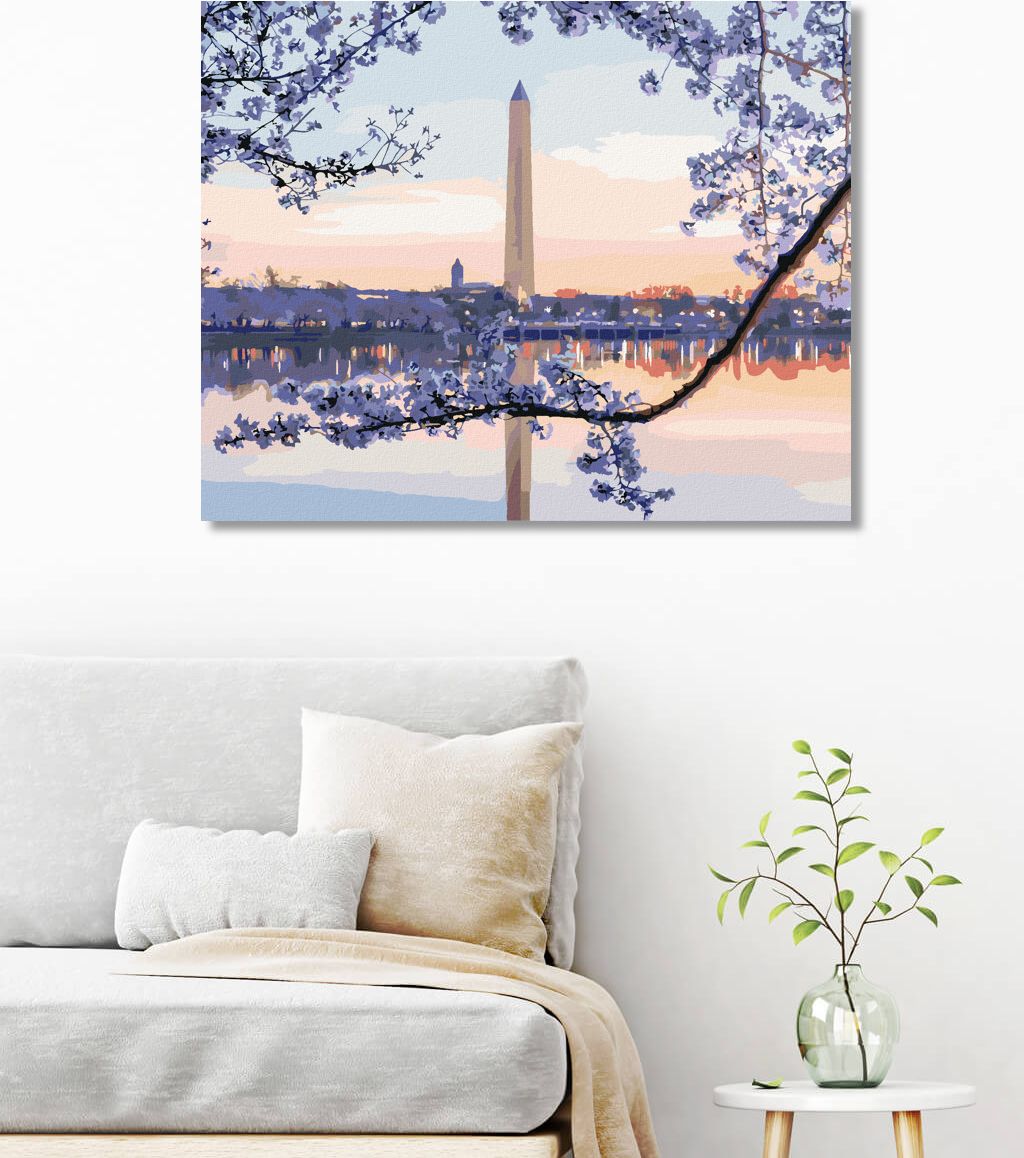 zuty Malování podle čísel - ROZKVETLÝ STROM WASHINGTŮV MONUMENT (TED DAVIS) - Rozměr: 40x50 cm, Rámování: Varianta: vypnuté plátno na rám - obrázek 8