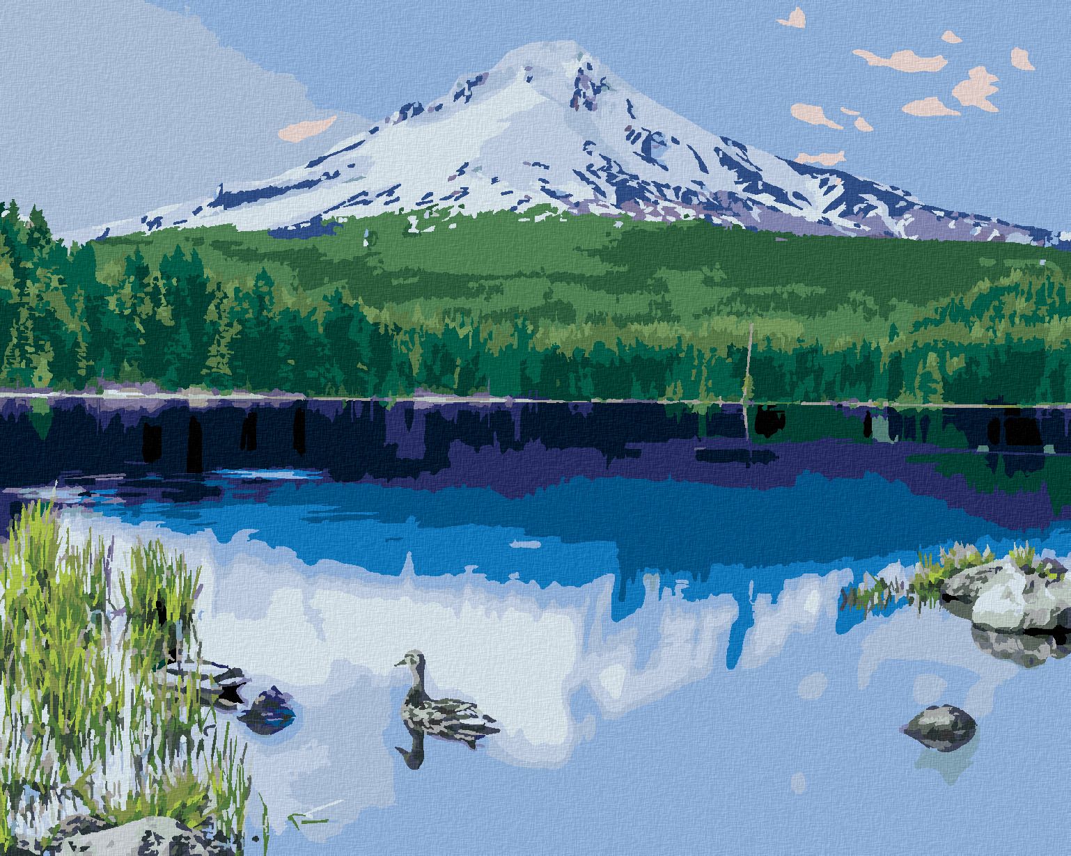zuty Malování podle čísel - JEZERO A ZASNĚŽENÁ HORA (TED DAVIS) - Rozměr: 40x50 cm, Rámování: Varianta: bez rámu a bez vypnutí plátna - obrázek 1