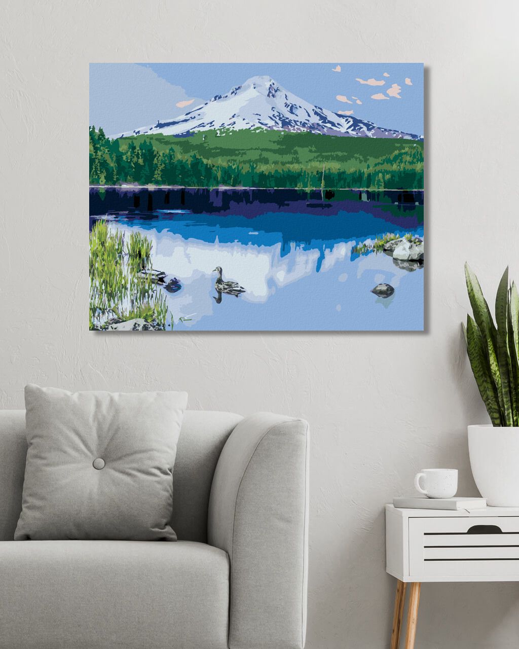 zuty Malování podle čísel - JEZERO A ZASNĚŽENÁ HORA (TED DAVIS) - Rozměr: 40x50 cm, Rámování: Varianta: bez rámu a bez vypnutí plátna - obrázek 2
