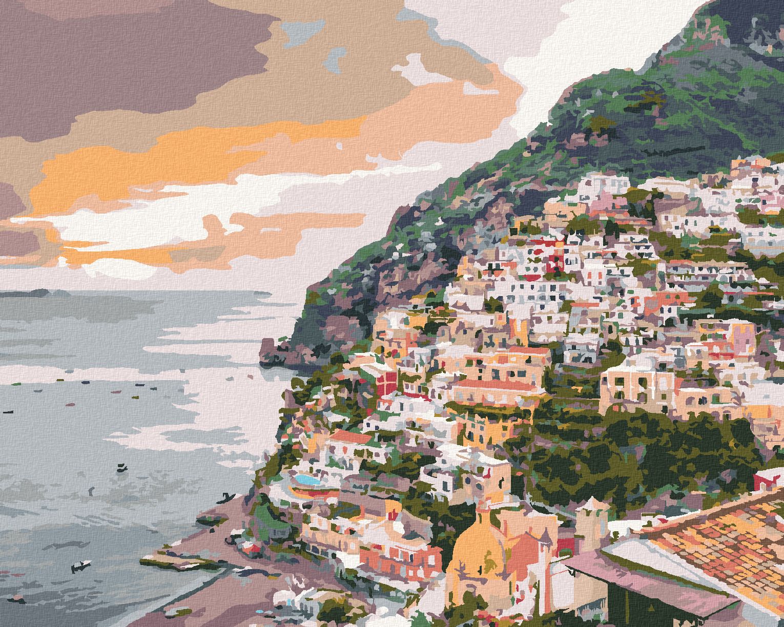zuty Malování podle čísel - POSITANO ITÁLIE (TED DAVIS) - Rozměr: 40x50 cm, Rámování: Varianta: bez rámu a bez vypnutí plátna - obrázek 1