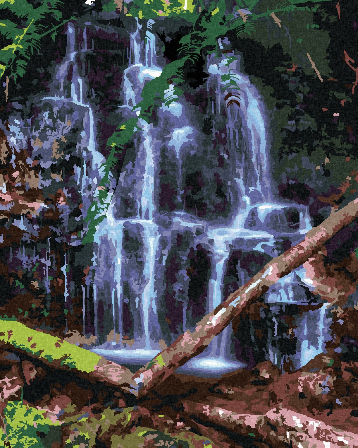 zuty Malování podle čísel - VODOPÁD, HAVAJ (TED DAVIS) - Rozměr: 40x50 cm, Rámování: Varianta: vypnuté plátno na rám - obrázek 1