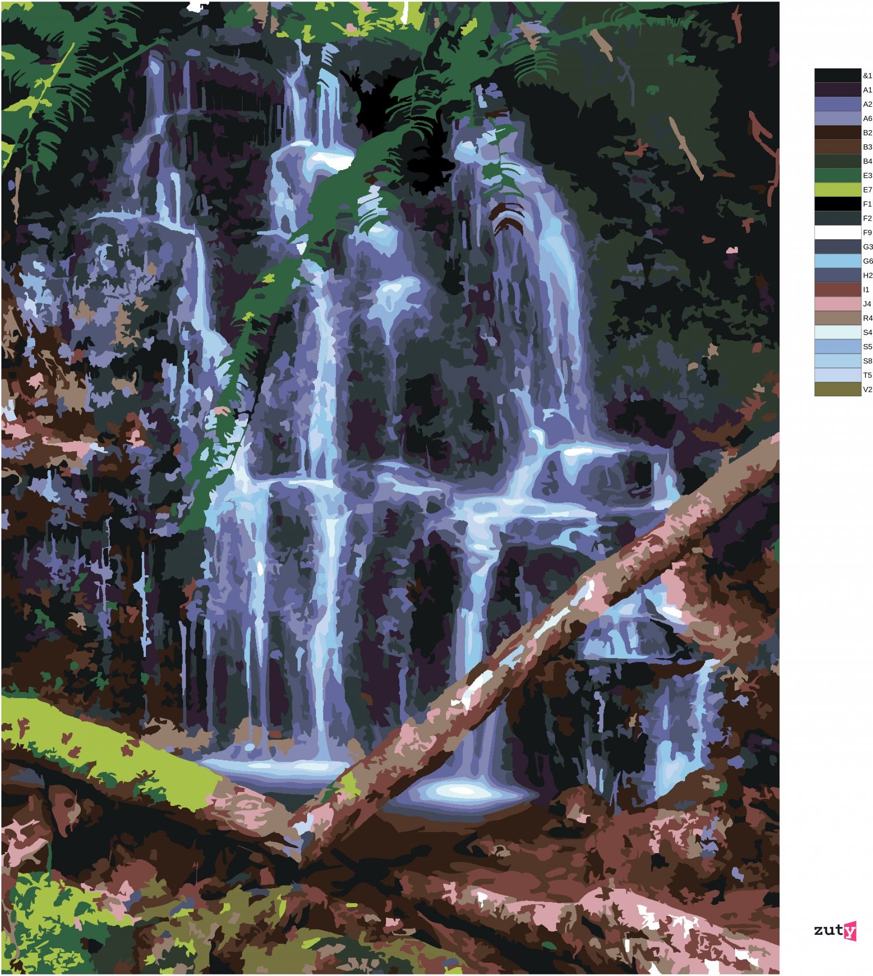 zuty Malování podle čísel - VODOPÁD, HAVAJ (TED DAVIS) - Rozměr: 40x50 cm, Rámování: Varianta: vypnuté plátno na rám - obrázek 9
