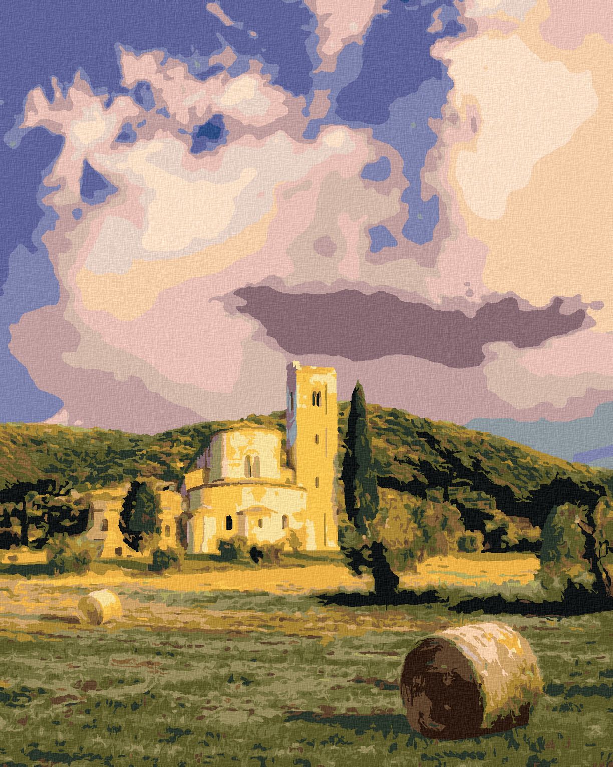 zuty Malování podle čísel - KLÁŠTER SANT ANTIMO, ITÁLIE (TED DAVIS) - Rozměr: 40x50 cm, Rámování: Varianta: bez rámu a bez vypnutí plátna - obrázek 1