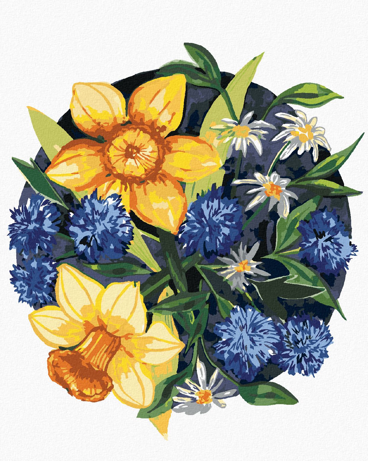 zuty Malování podle čísel - ŽLUTÉ A MODRÉ NARCISY (ALEXANDRIA GILBERT) - Rozměr: 40x50 cm, Rámování: Varianta: bez rámu a bez vypnutí plátna - obrázek 1