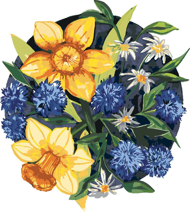 zuty Malování podle čísel - ŽLUTÉ A MODRÉ NARCISY (ALEXANDRIA GILBERT) - Rozměr: 40x50 cm, Rámování: Varianta: bez rámu a bez vypnutí plátna - obrázek 4