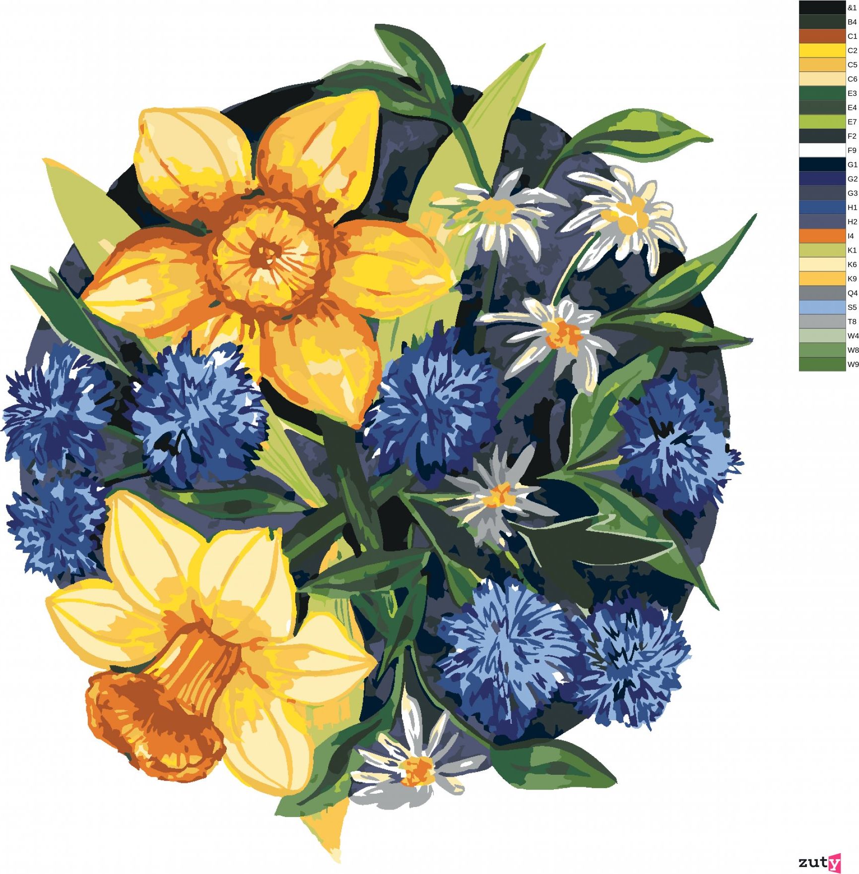 zuty Malování podle čísel - ŽLUTÉ A MODRÉ NARCISY (ALEXANDRIA GILBERT) - Rozměr: 40x50 cm, Rámování: Varianta: bez rámu a bez vypnutí plátna - obrázek 7