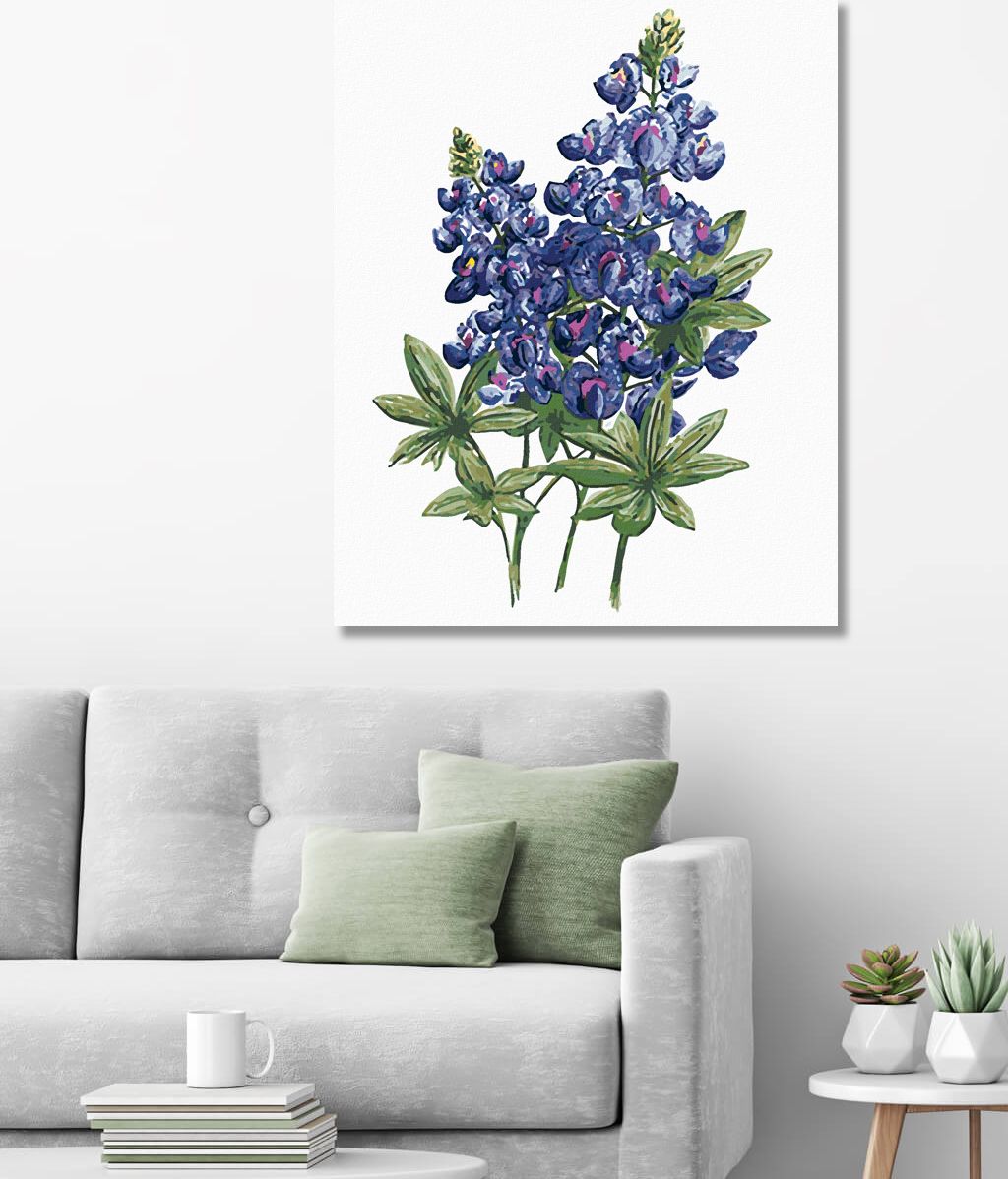 zuty Malování podle čísel - MODRÉ KVĚTY VLČÍHO BOBU (ALEXANDRIA GILBERT) - Rozměr: 40x50 cm, Rámování: Varianta: bez rámu a bez vypnutí plátna - obrázek 7