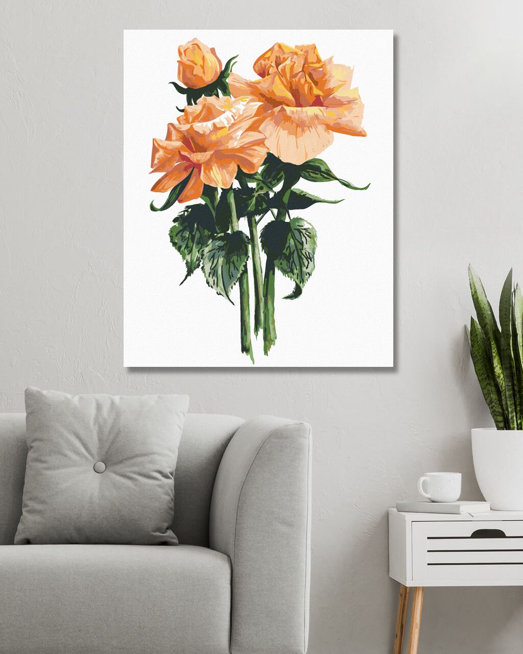 zuty Malování podle čísel - ORANŽOVÉ RŮŽE (ALEXANDRIA GILBERT) - Rozměr: 40x50 cm, Rámování: Varianta: vypnuté plátno na rám - obrázek 3