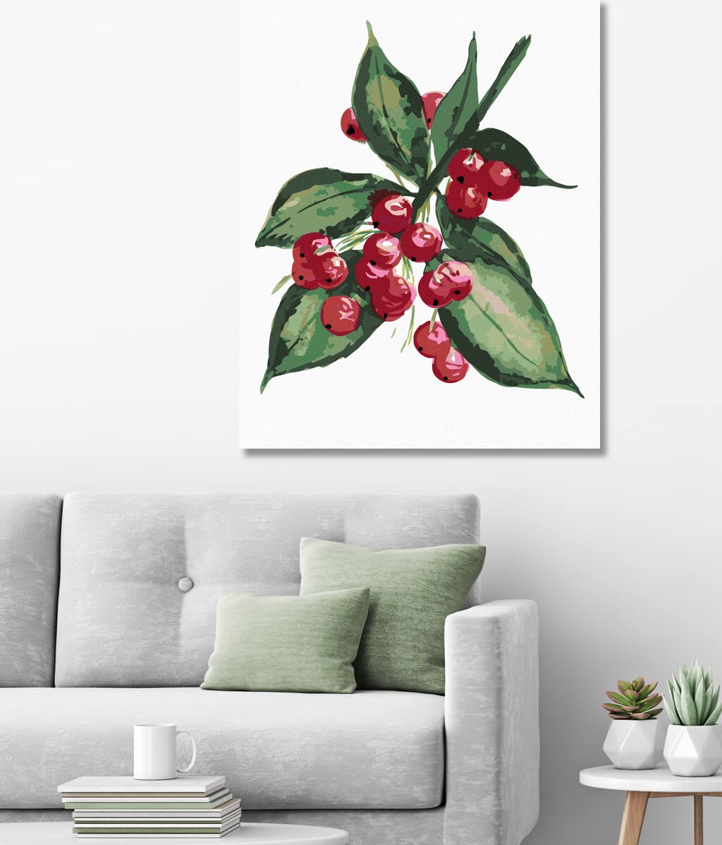 zuty Malování podle čísel - VĚTEV STROMU CESMÍNA S ČERVENÝMI PLODY (ALEXANDRIA GILBERT) - Rozměr: 40x50 cm, Rámování: Varianta: bez rámu a bez vypnutí plátna - obrázek 7