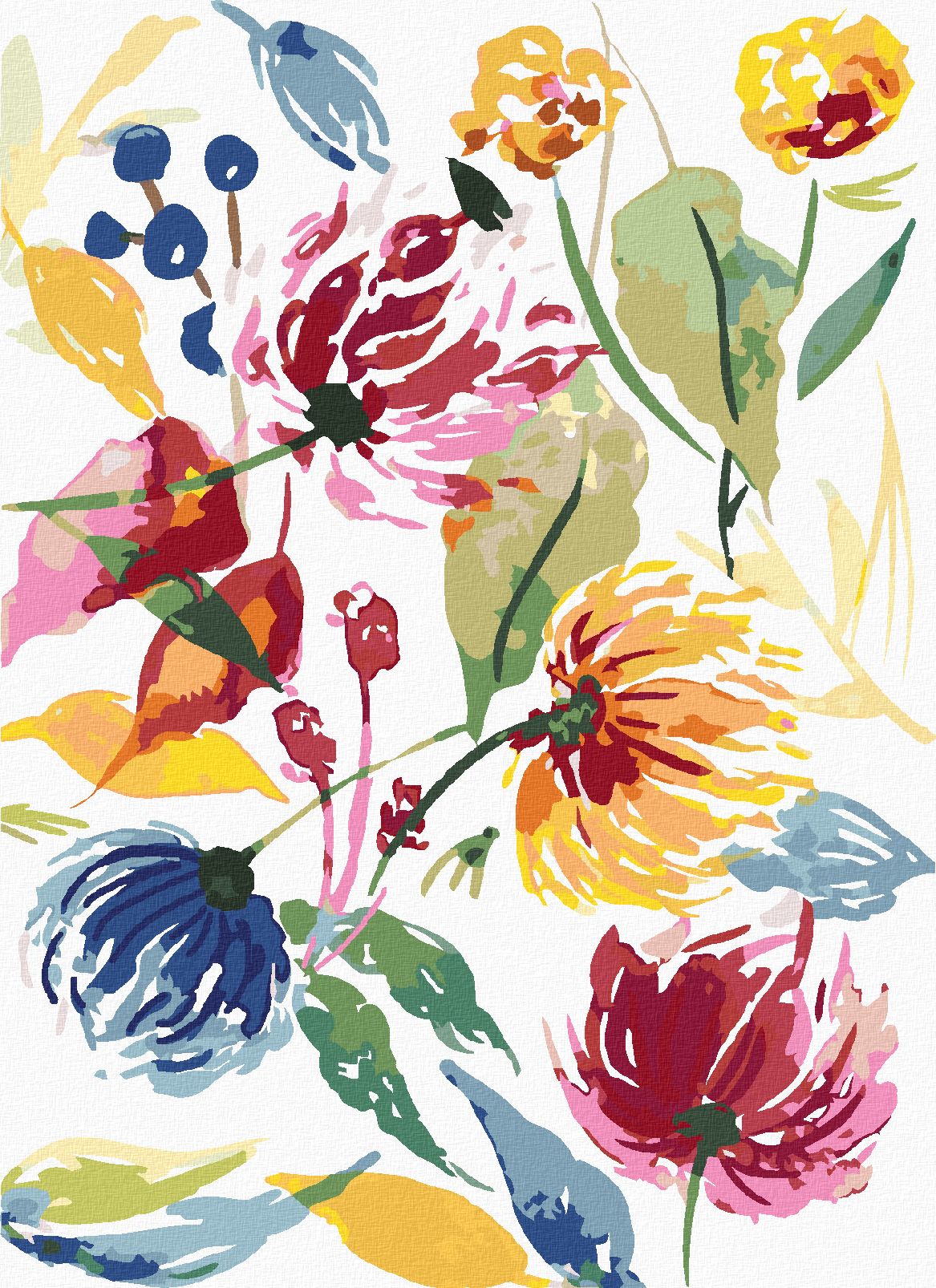 zuty Malování podle čísel - ABSTRAKT DIVOKÉ KVĚTINY (ALEXANDRIA GILBERT) - Rozměr: 40x50 cm, Rámování: Varianta: bez rámu a bez vypnutí plátna - obrázek 1