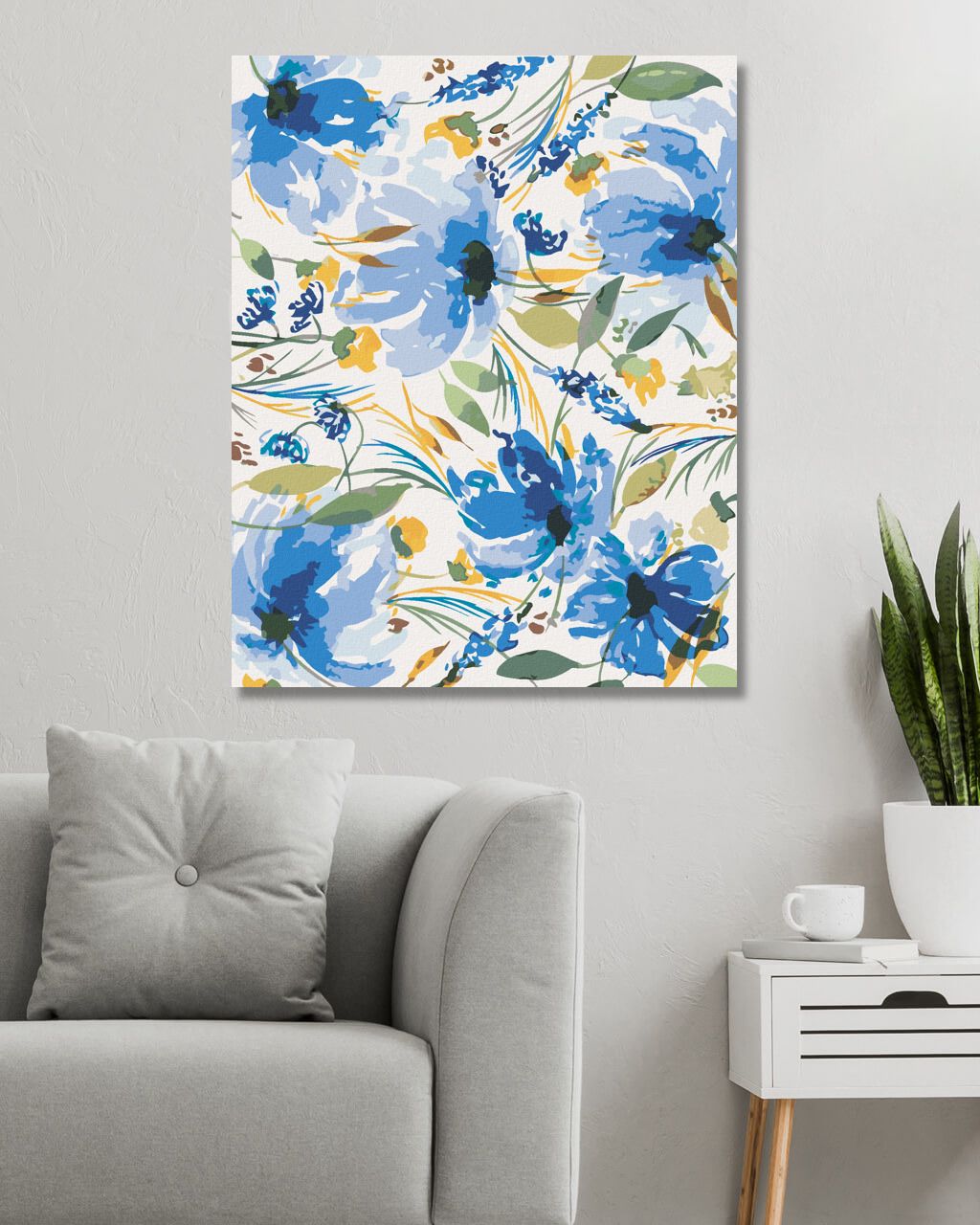 zuty Malování podle čísel - MODRÉ KVĚTY MEZI LISTY (ALEXANDRIA GILBERT) - Rozměr: 40x50 cm, Rámování: Varianta: bez rámu a bez vypnutí plátna - obrázek 7