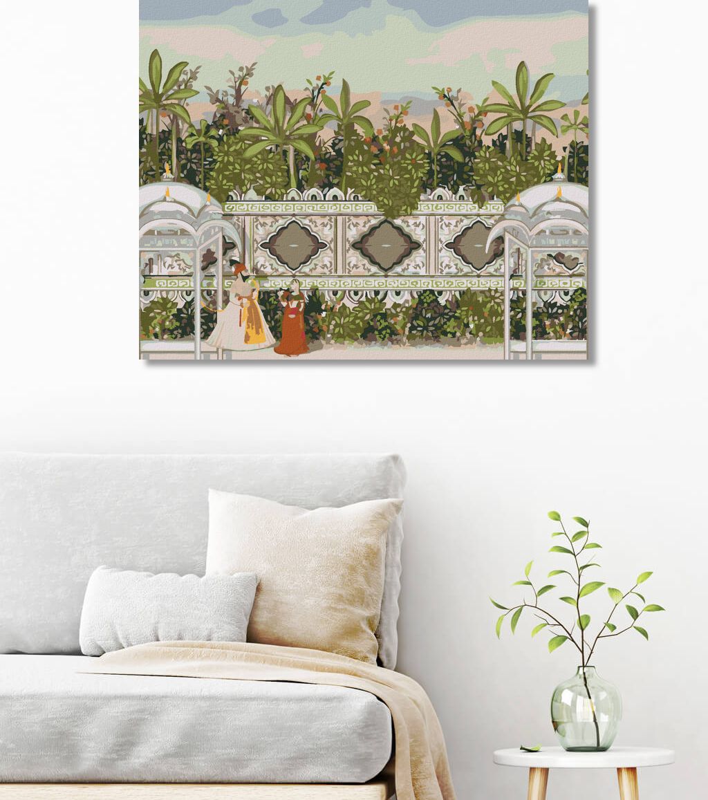 zuty Malování podle čísel - OKRASNÁ ZEĎ V ZAHRADĚ MUGHAL - Rozměr: 40x50 cm, Rámování: Varianta: bez rámu a bez vypnutí plátna - obrázek 5