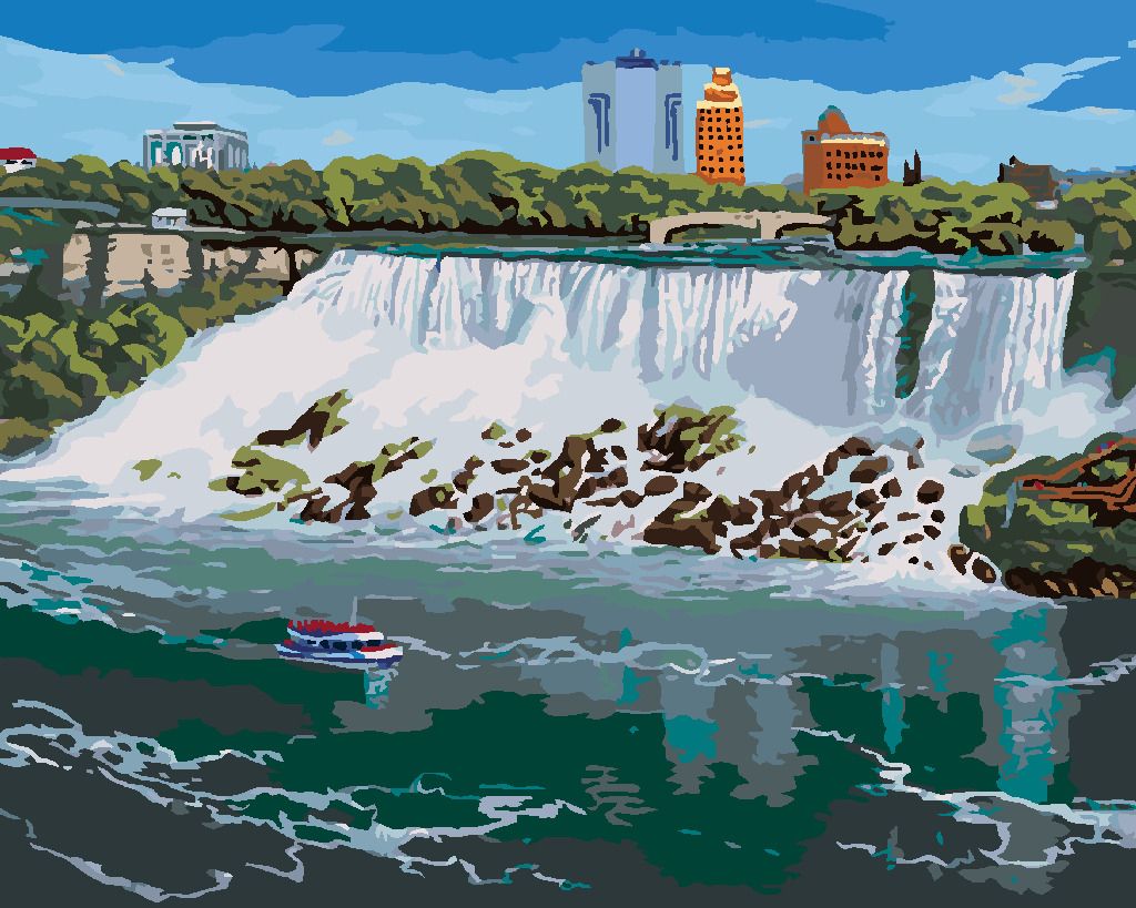 zuty Malování podle čísel - AMERICKÉ NIAGARSKÉ VODOPÁDY (ROBERT JOHNSON) - Rozměr: 40x50 cm, Rámování: Varianta: bez rámu a bez vypnutí plátna - obrázek 6
