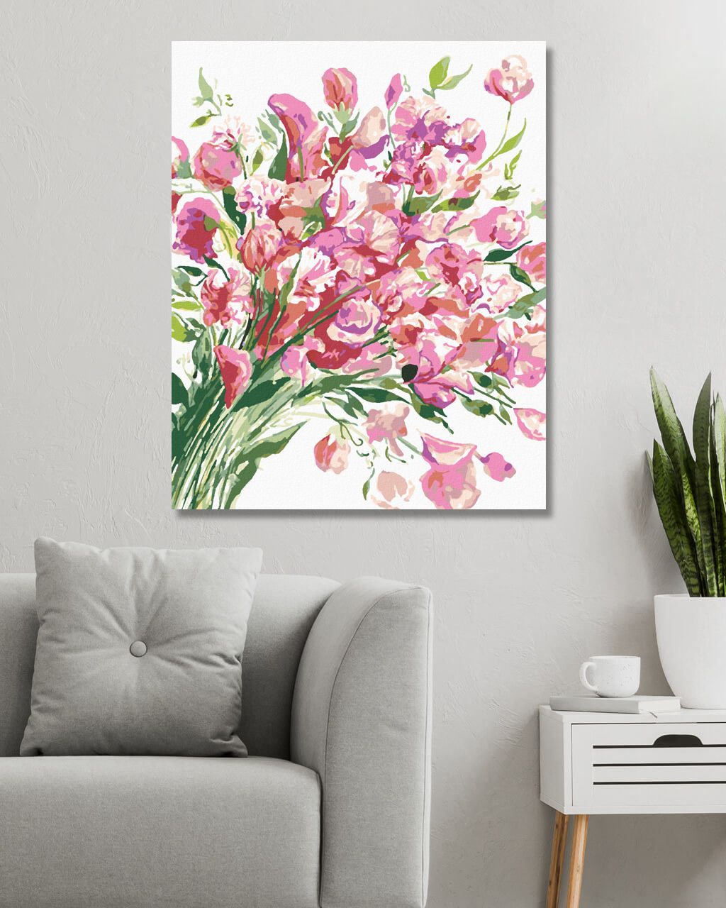 zuty Malování podle čísel - RŮŽOVÉ KVĚTY HRACHORU (ALEXANDRIA GILBERT) - Rozměr: 40x50 cm, Rámování: Varianta: bez rámu a bez vypnutí plátna - obrázek 3