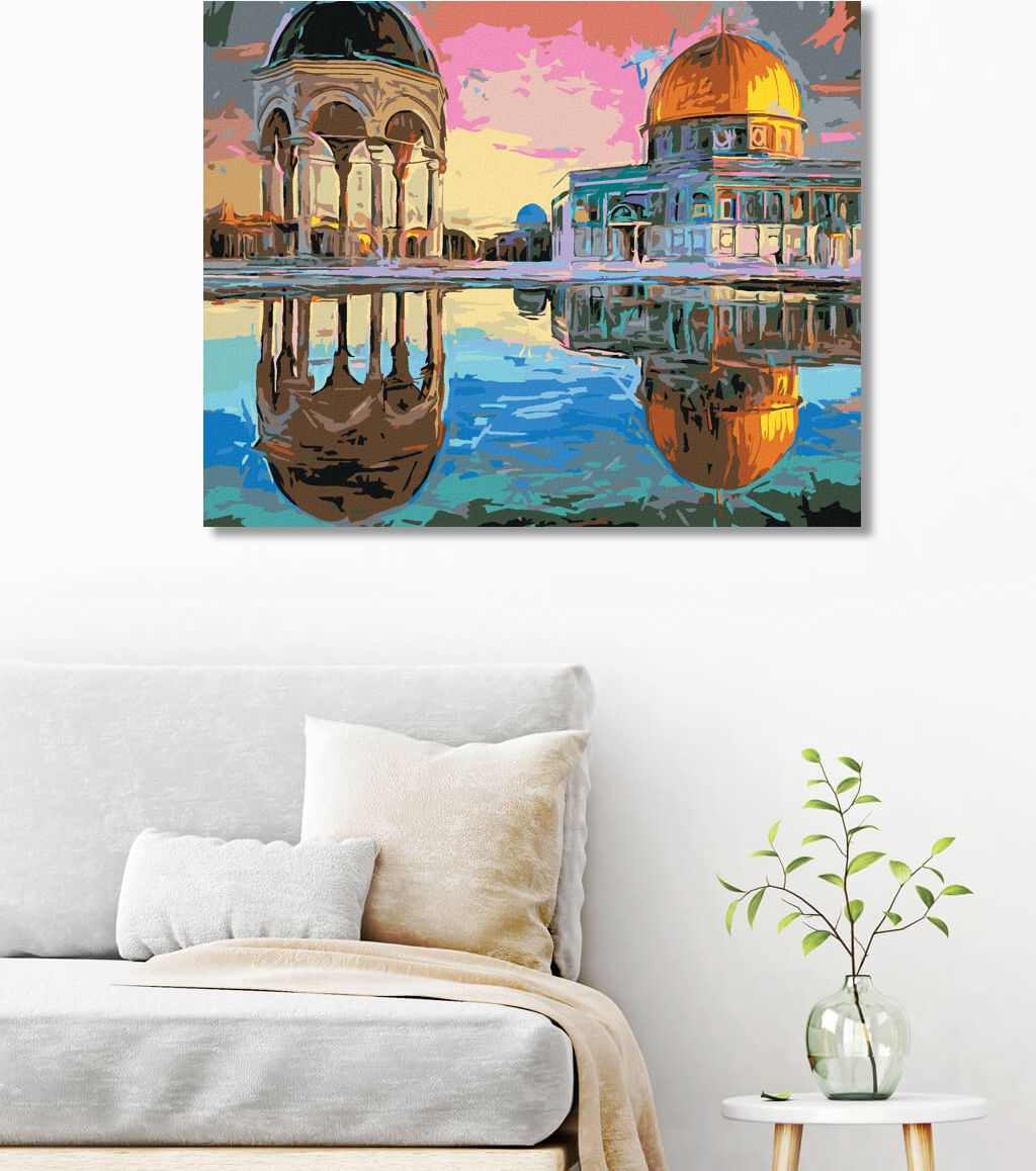zuty Malování podle čísel - JERUZALÉM V ODRAZU VODY - Rozměr: 40x50 cm, Rámování: Varianta: bez rámu a bez vypnutí plátna - obrázek 6