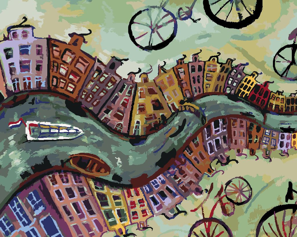 zuty Malování podle čísel - NEKONEČNÝ AMSTERDAM - Rozměr: 40x50 cm, Rámování: Varianta: vypnuté plátno na rám - obrázek 2
