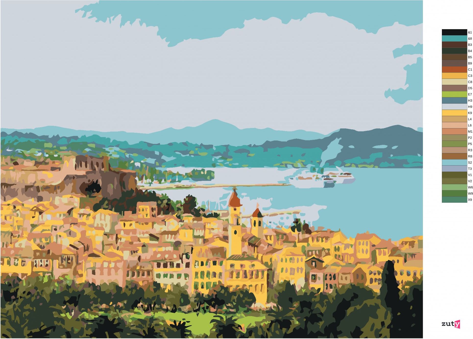 zuty Malování podle čísel - CORFU V ŘECKU - Rozměr: 40x50 cm, Rámování: Varianta: vypnuté plátno na rám - obrázek 7
