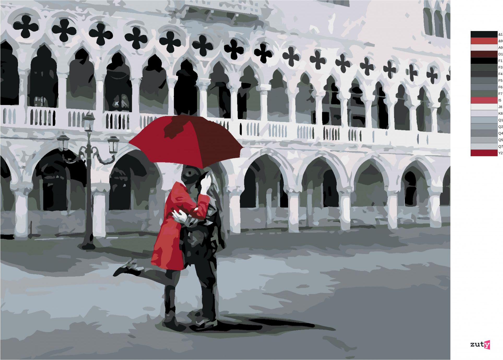zuty Malování podle čísel - MILENCI V SAN MARCO - Rozměr: 40x50 cm, Rámování: Varianta: vypnuté plátno na rám - obrázek 7