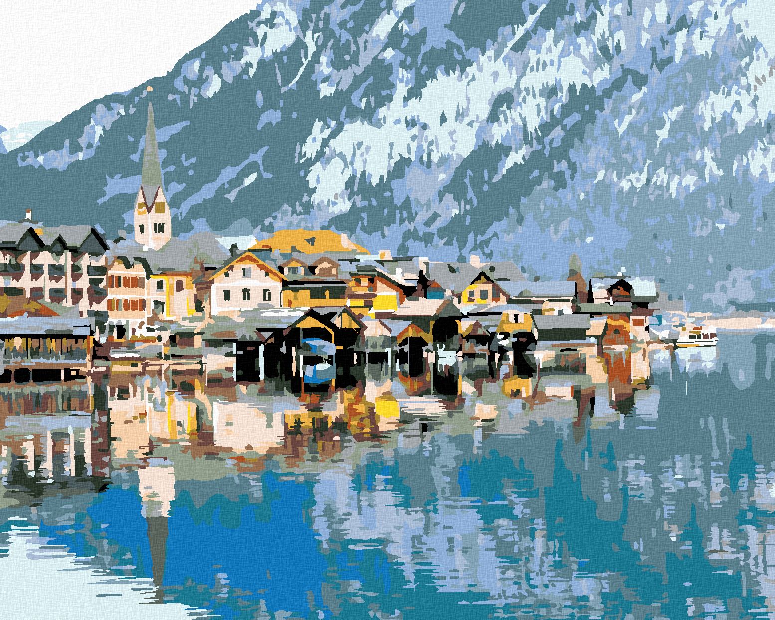 zuty Malování podle čísel - HALLSTATT V ALPÁCH - Rozměr: 40x50 cm, Rámování: Varianta: vypnuté plátno na rám - obrázek 1