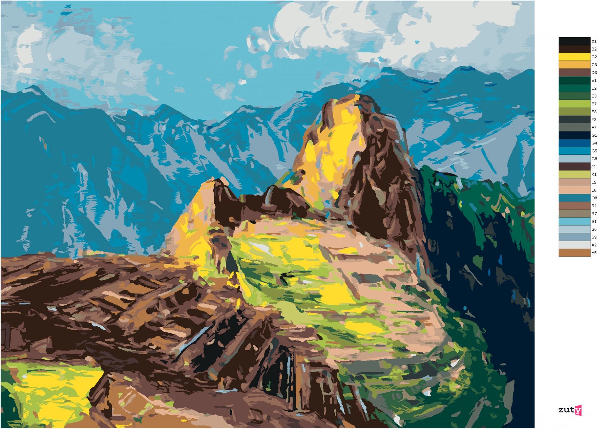 zuty Malování podle čísel - MACHU-PICCHU V PERU - Rozměr: 40x50 cm, Rámování: Varianta: bez rámu a bez vypnutí plátna - obrázek 6