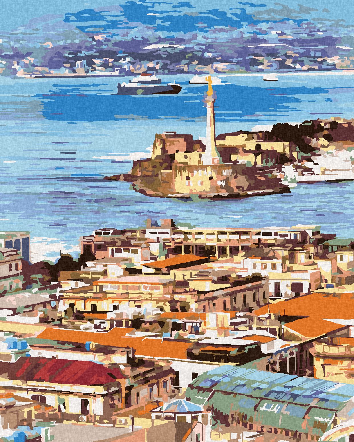 zuty Malování podle čísel - PANORAMA MĚSTA MESSINA - Rozměr: 40x50 cm, Rámování: Varianta: vypnuté plátno na rám - obrázek 1