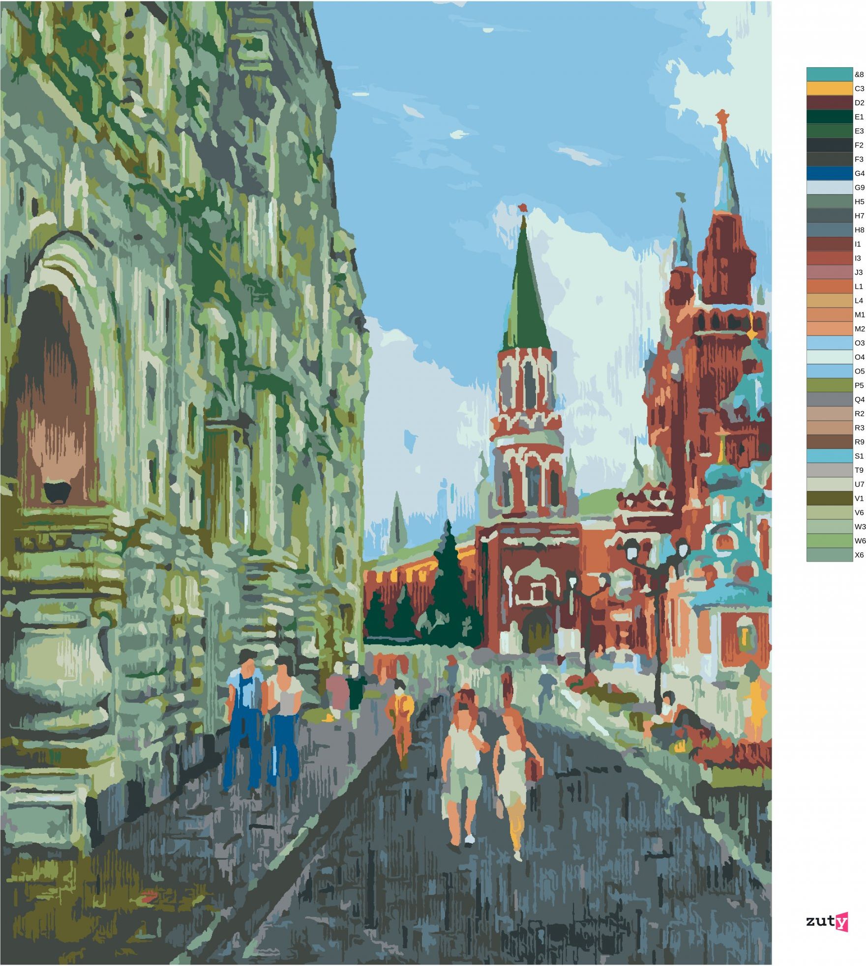 zuty Malování podle čísel - LÉTO V MOSKVĚ - Rozměr: 40x50 cm, Rámování: Varianta: bez rámu a bez vypnutí plátna - obrázek 2