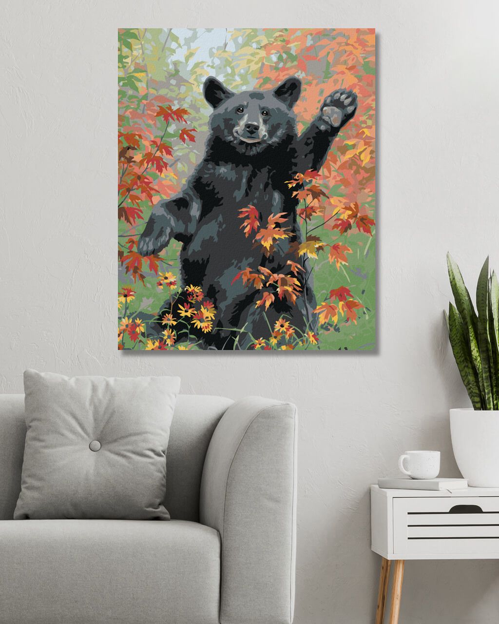 zuty Malování podle čísel - MÁVAJÍCÍ MLÁDĚ MEDVĚDA NA PODZIM (ABRAHAM HUNTER) - Rozměr: 40x50 cm, Rámování: Varianta: vypnuté plátno na rám - obrázek 6