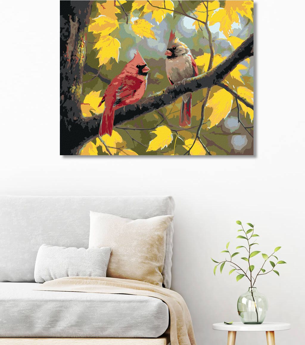zuty Malování podle čísel - PTÁK KARDINÁL A PODZIM (ABRAHAM HUNTER) - Rozměr: 40x50 cm, Rámování: Varianta: vypnuté plátno na rám - obrázek 8