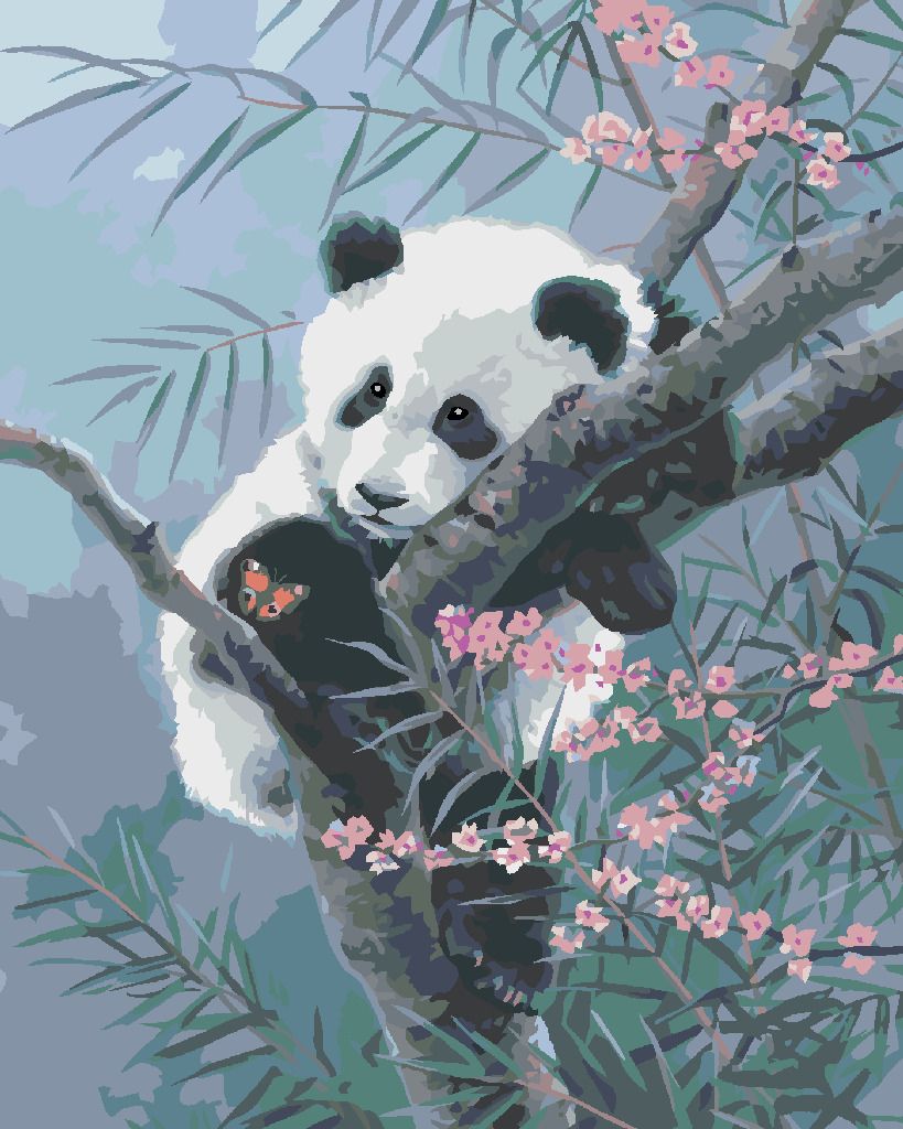 zuty Malování podle čísel - PANDA, MOTÝL A BAMBUS (ABRAHAM HUNTER) - Rozměr: 40x50 cm, Rámování: Varianta: bez rámu a bez vypnutí plátna - obrázek 9