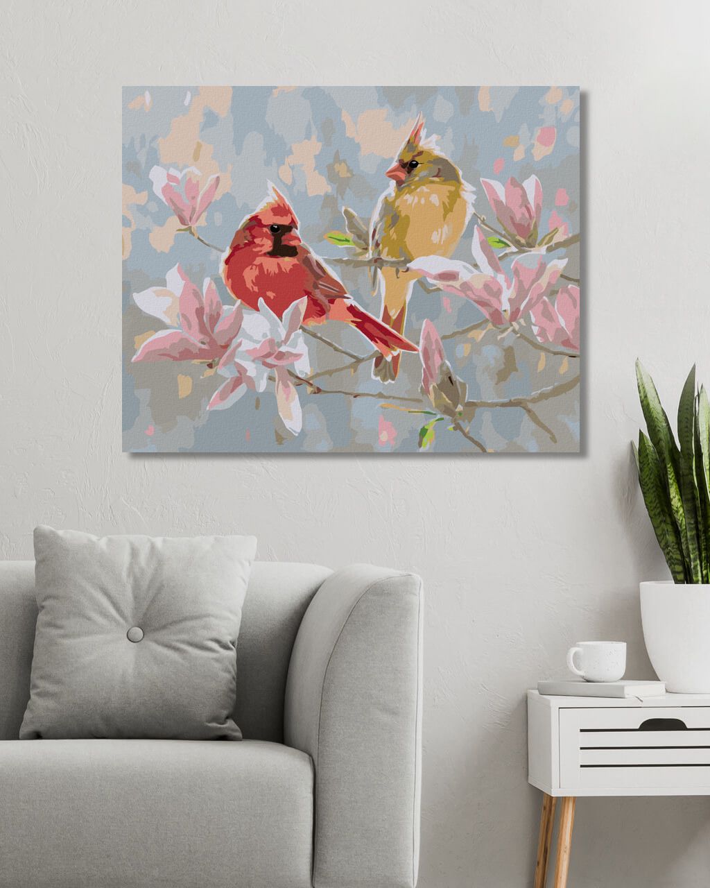 zuty Malování podle čísel - PTÁK KARDINÁL A MAGNOLIE (ABRAHAM HUNTER) - Rozměr: 40x50 cm, Rámování: Varianta: bez rámu a bez vypnutí plátna - obrázek 4