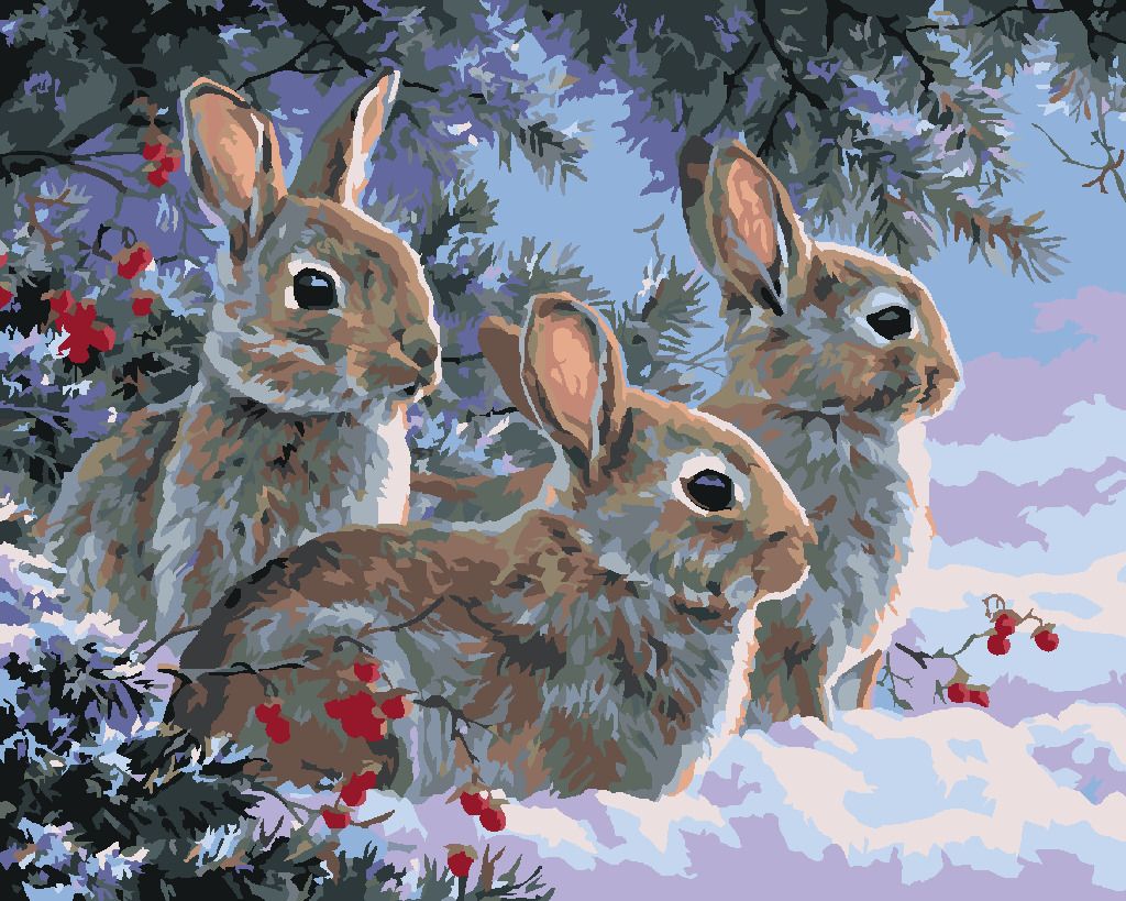 zuty Malování podle čísel - KRÁLÍCI V ZIMĚ (ABRAHAM HUNTER) - Rozměr: 40x50 cm, Rámování: Varianta: vypnuté plátno na rám - obrázek 6