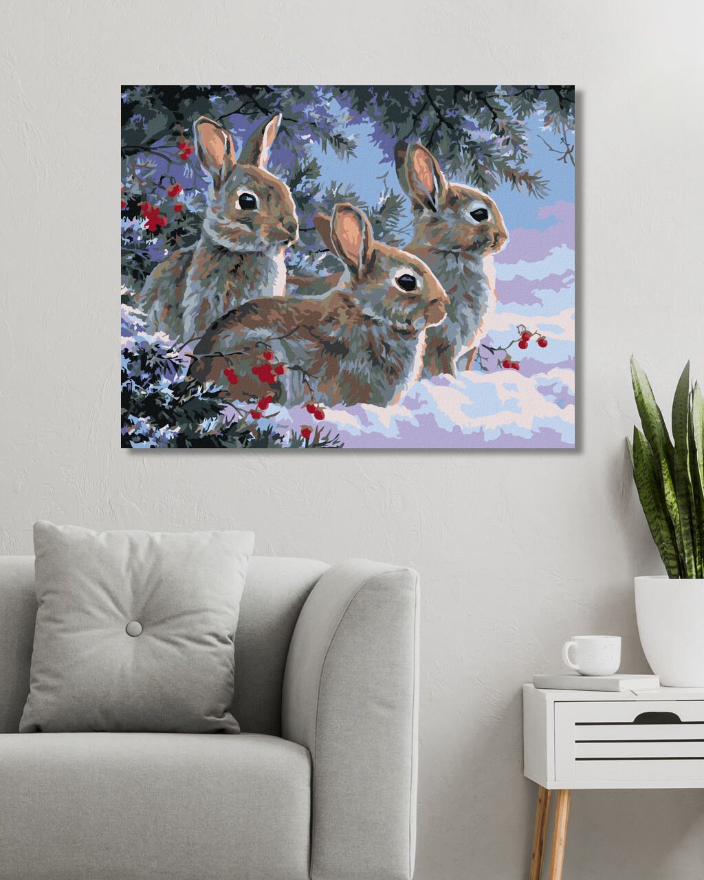 zuty Malování podle čísel - KRÁLÍCI V ZIMĚ (ABRAHAM HUNTER) - Rozměr: 40x50 cm, Rámování: Varianta: vypnuté plátno na rám - obrázek 8