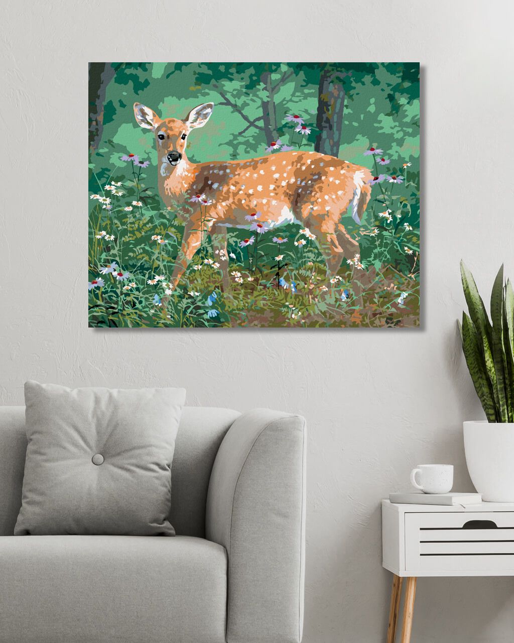 zuty Malování podle čísel - SRNA A KVÍTÍ (ABRAHAM HUNTER) - Rozměr: 40x50 cm, Rámování: Varianta: bez rámu a bez vypnutí plátna - obrázek 2