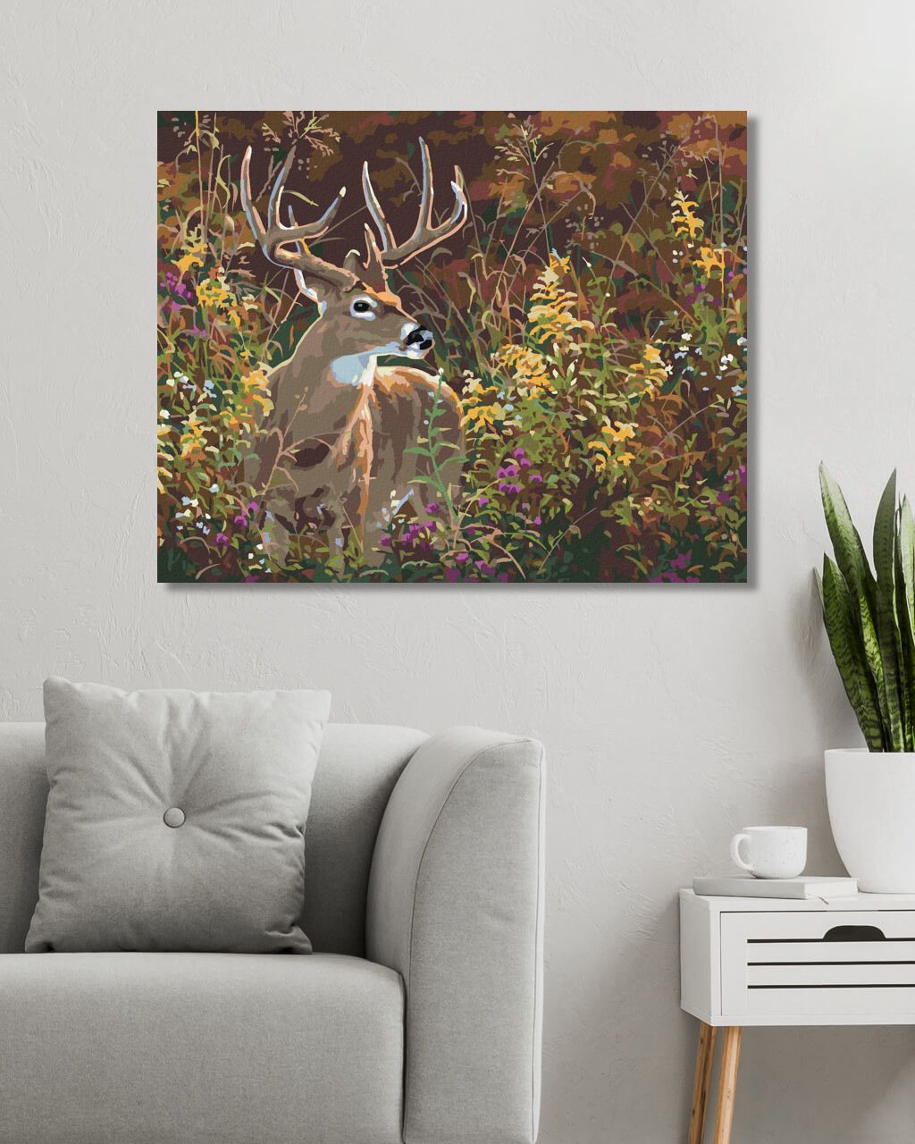 zuty Malování podle čísel - JELEN V KVÍTÍ (ABRAHAM HUNTER) - Rozměr: 40x50 cm, Rámování: Varianta: bez rámu a bez vypnutí plátna - obrázek 3