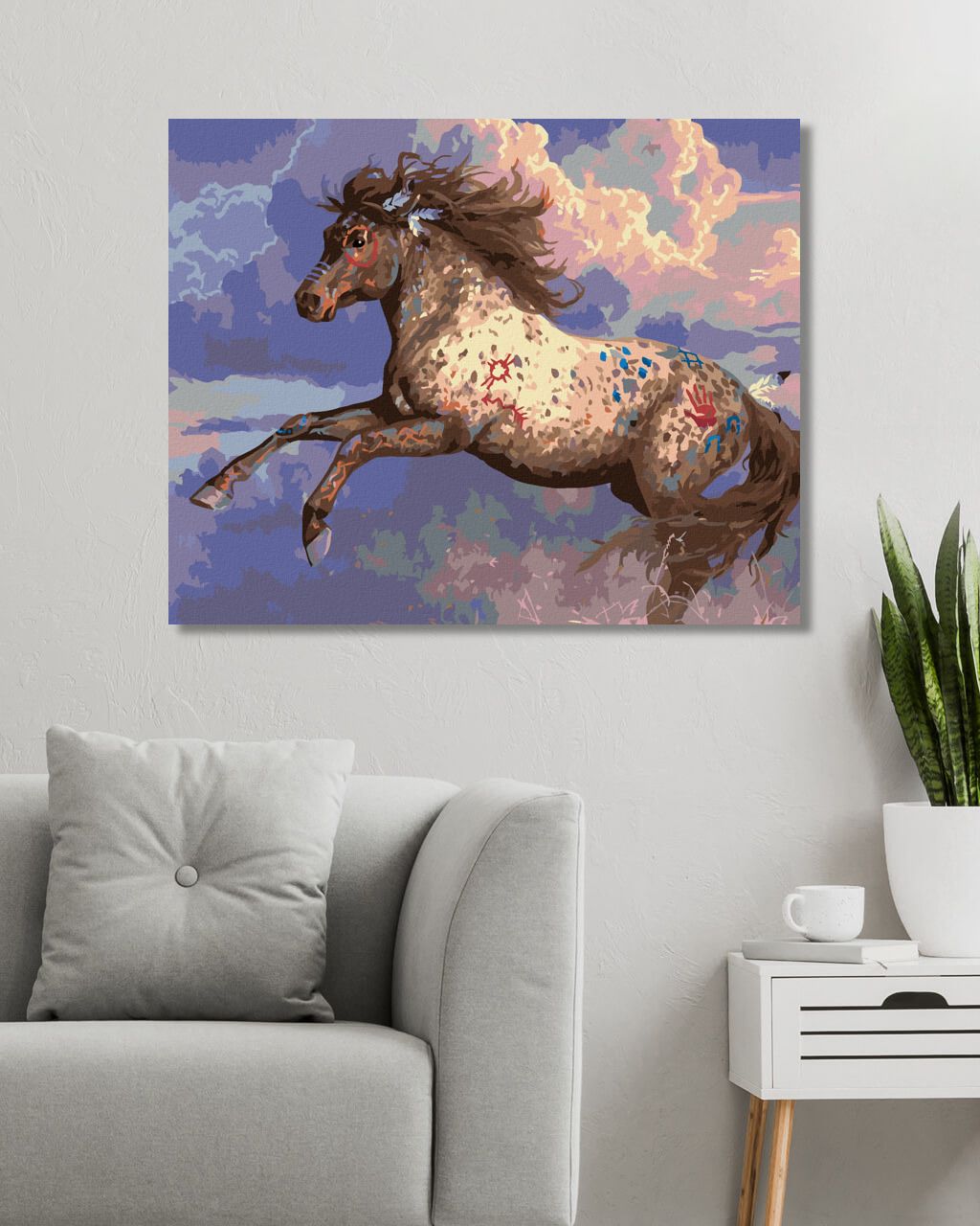 zuty Malování podle čísel - INDIÁNSKÝ KŮŇ (ABRAHAM HUNTER) - Rozměr: 40x50 cm, Rámování: Varianta: vypnuté plátno na rám - obrázek 3
