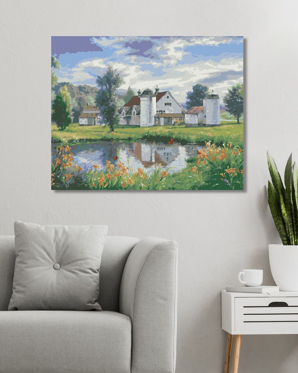 zuty Malování podle čísel - FARMA, JEZERO A MOTÝLI (ABRAHAM HUNTER) - Rozměr: 40x50 cm, Rámování: Varianta: bez rámu a bez vypnutí plátna - obrázek 9
