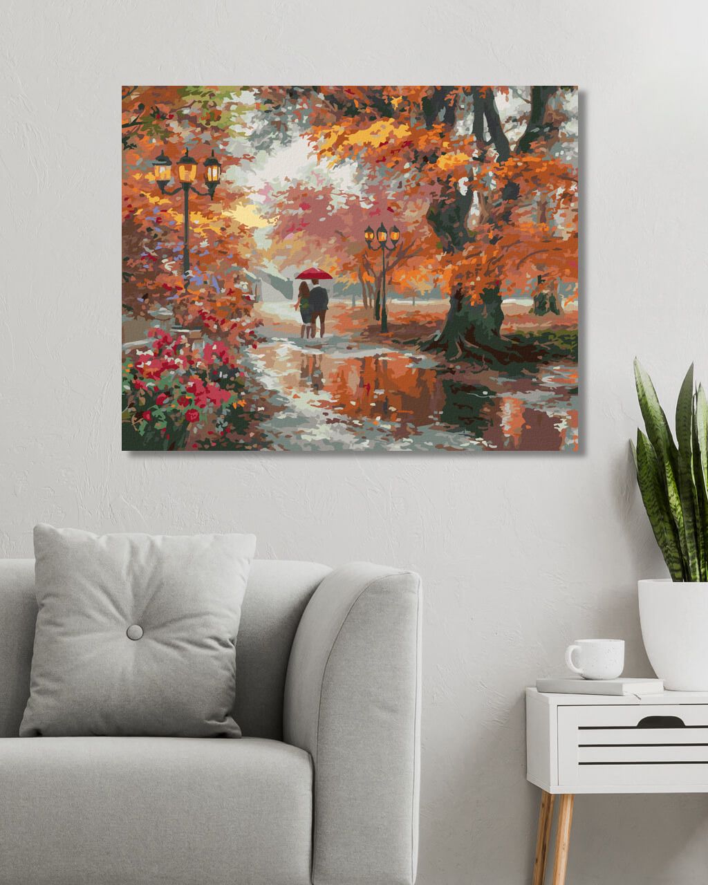 zuty Malování podle čísel - PÁR POD DEŠTNÍKEM PO DEŠTI A PODZIMNÍ PARK (ABRAHAM HUNTER) - Rozměr: 40x50 cm, Rámování: Varianta: vypnuté plátno na rám - obrázek 10