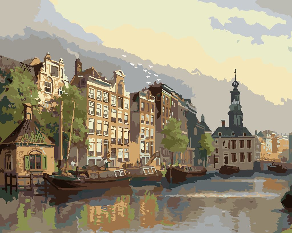 zuty Malování podle čísel - POHLED NA MINCOVNU V AMSTERDAMU - Rozměr: 40x50 cm, Rámování: Varianta: bez rámu a bez vypnutí plátna - obrázek 8