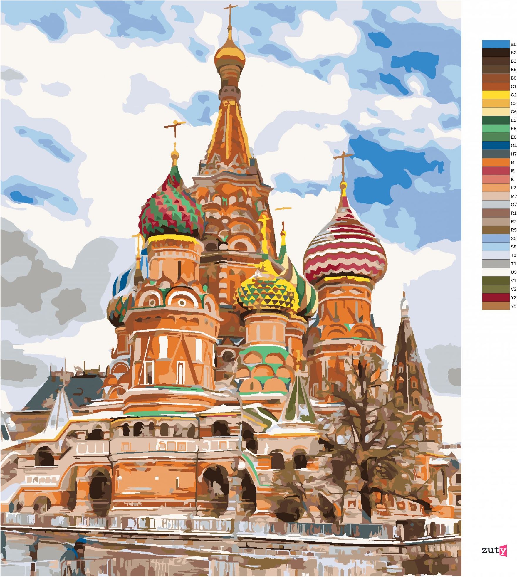 zuty Malování podle čísel - SAINT BASIL'S CATHEDRAL V MOSKVĚ - Rozměr: 40x50 cm, Rámování: Varianta: vypnuté plátno na rám - obrázek 6