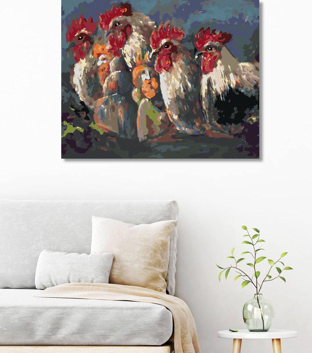 zuty Malování podle čísel - KOHOUTI - Rozměr: 40x50 cm, Rámování: Varianta: bez rámu a bez vypnutí plátna - obrázek 6